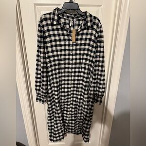 Hello Nite light flannel dress with belt, L, NWT